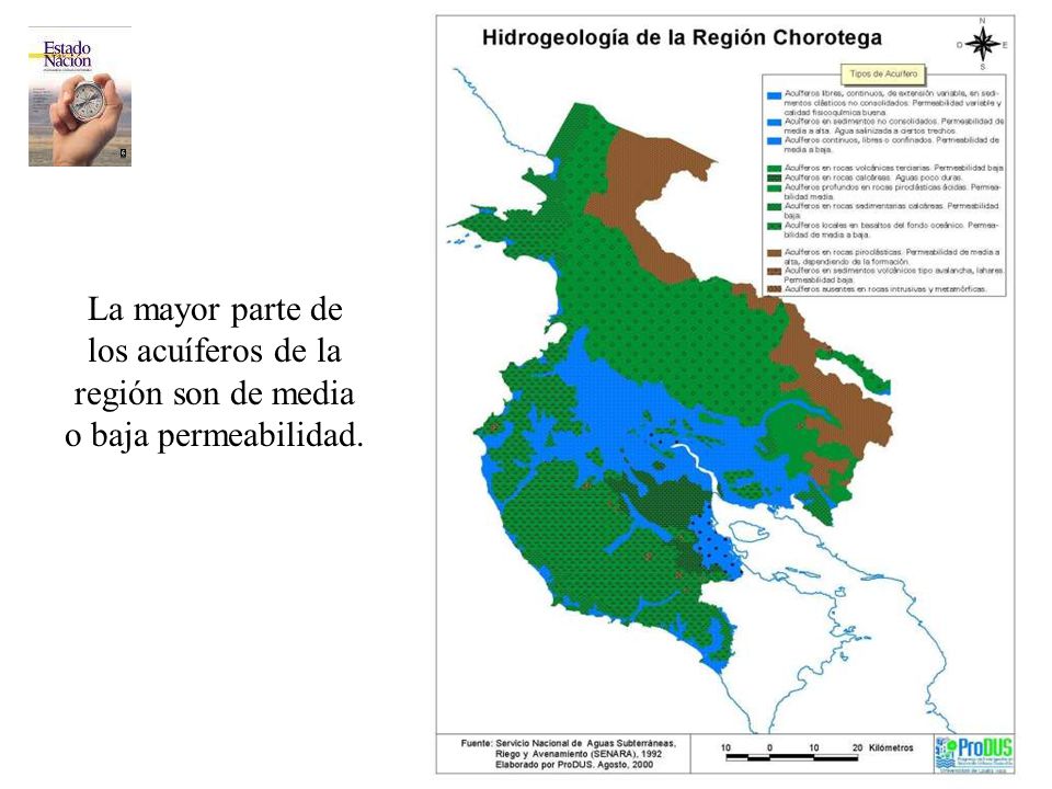La mayor parte de los acuíferos de la región son de media o baja permeabilidad.