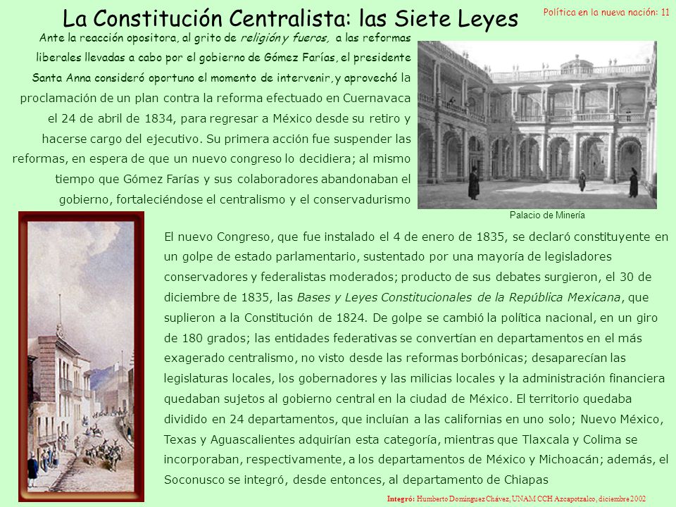 La Constitución Centralista: las Siete Leyes