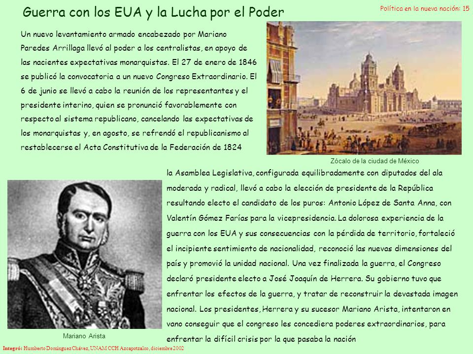 Guerra con los EUA y la Lucha por el Poder