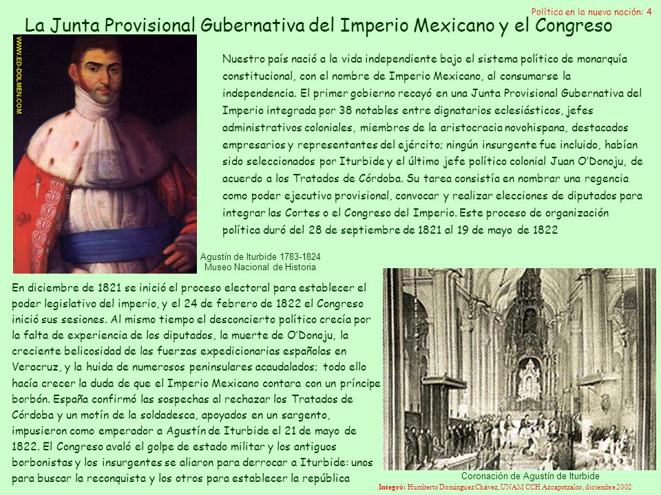 La Junta Provisional Gubernativa del Imperio Mexicano y el Congreso