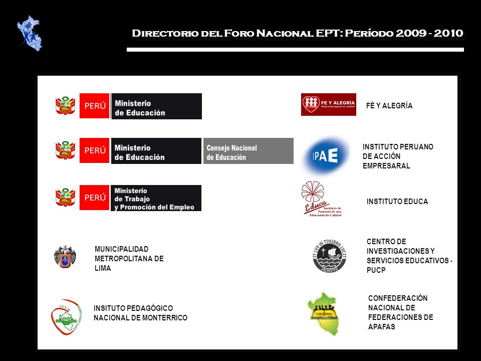 A Directorio del Foro Nacional EPT: Período FÉ Y ALEGRÍA