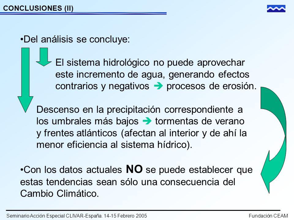 Del análisis se concluye: El sistema hidrológico no puede aprovechar