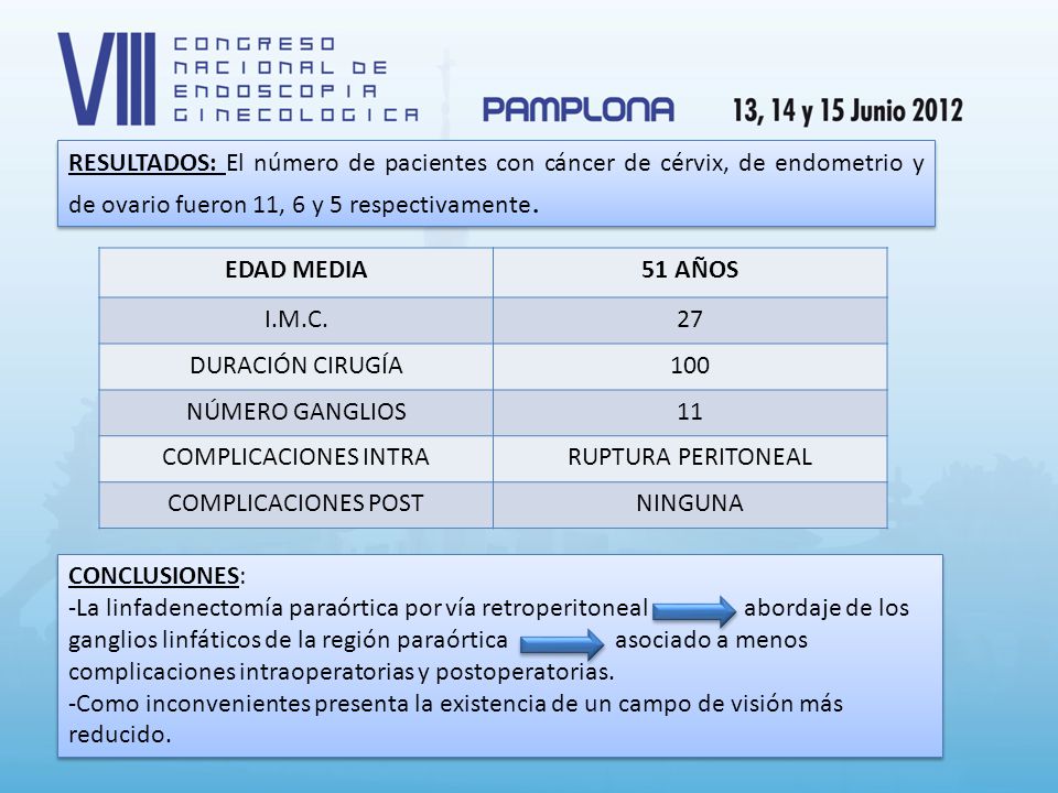 RESULTADOS: El número de pacientes con cáncer de cérvix, de endometrio y de ovario fueron 11, 6 y 5 respectivamente.