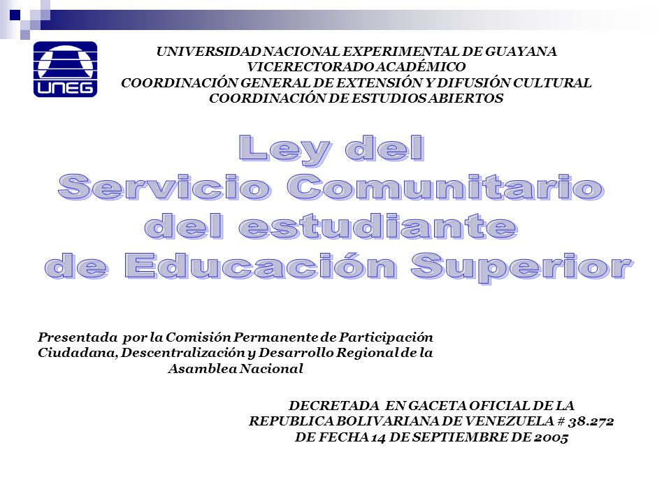 Ley del Servicio Comunitario del estudiante de Educación Superior