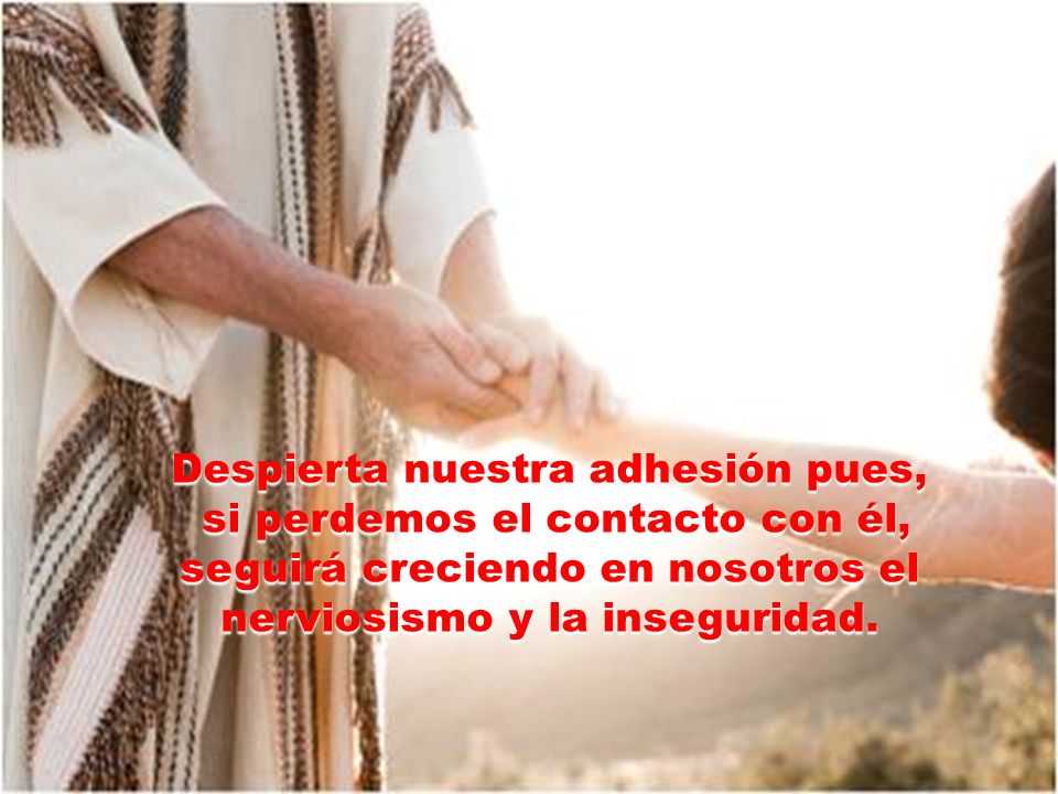 Despierta nuestra adhesión pues, si perdemos el contacto con él, seguirá creciendo en nosotros el nerviosismo y la inseguridad.