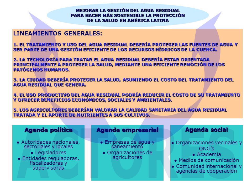 MEJORAR LA GESTIÓN DEL AGUA RESIDUAL PARA HACER MÁS SOSTENIBLE LA PROTECCIÓN DE LA SALUD EN AMÉRICA LATINA