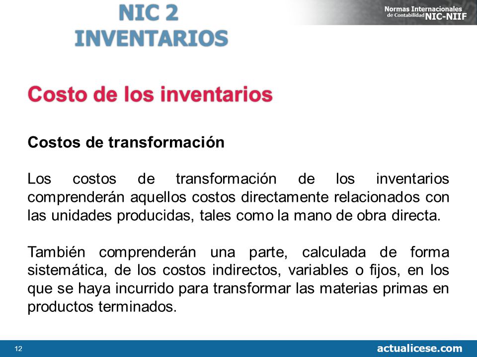 Costo de los inventarios