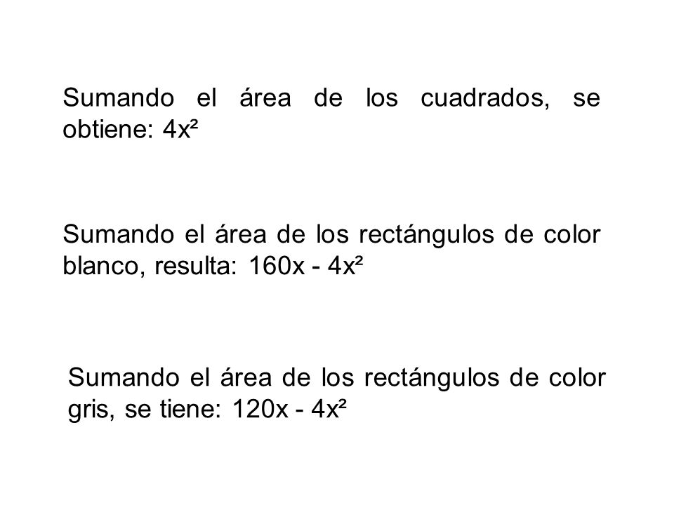 Sumando el área de los cuadrados, se obtiene: 4x²