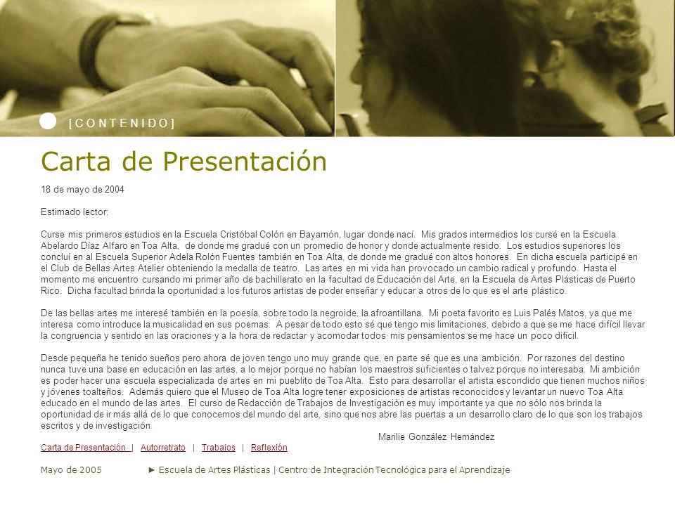 Carta de Presentación [ C O N T E N I D O ] 18 de mayo de 2004