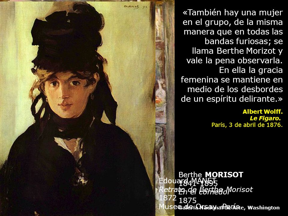 Berthe MORISOT En el comedor Galería Nacional de Arte, Washington. Edouard MANET.