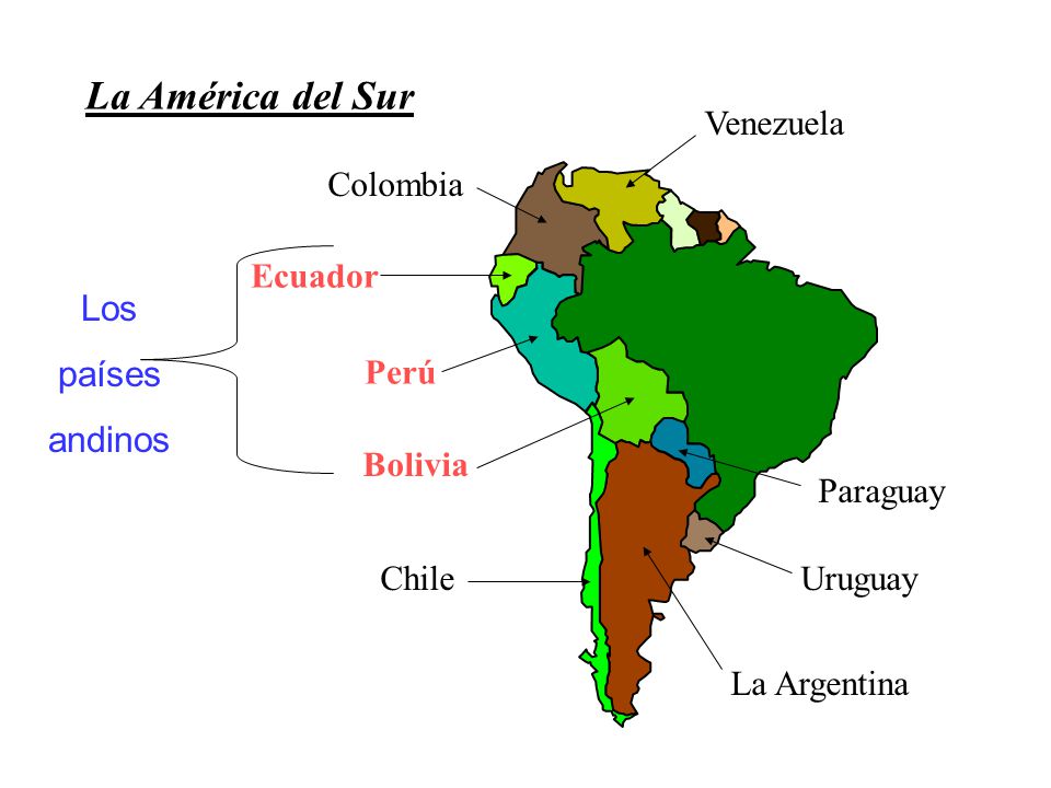 La América del Sur Los países andinos Venezuela Colombia Ecuador Perú