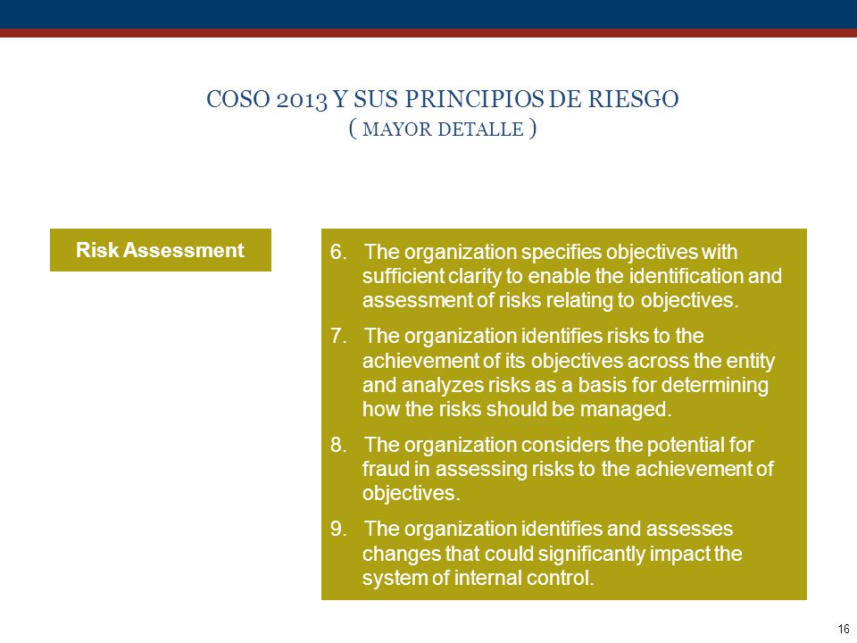 COSO 2013 Y SUS PRINCIPIOS DE RIESGO ( MAYOR DETALLE )