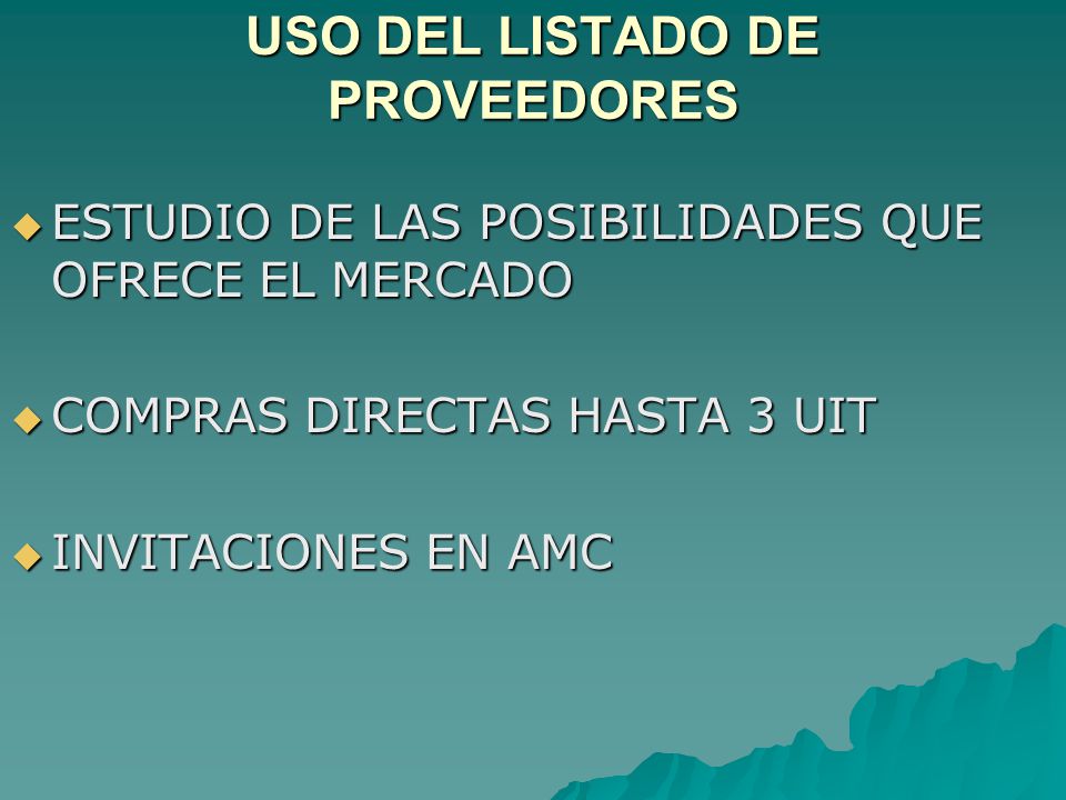 USO DEL LISTADO DE PROVEEDORES