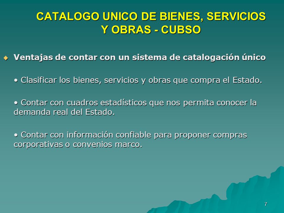 CATALOGO UNICO DE BIENES, SERVICIOS Y OBRAS - CUBSO