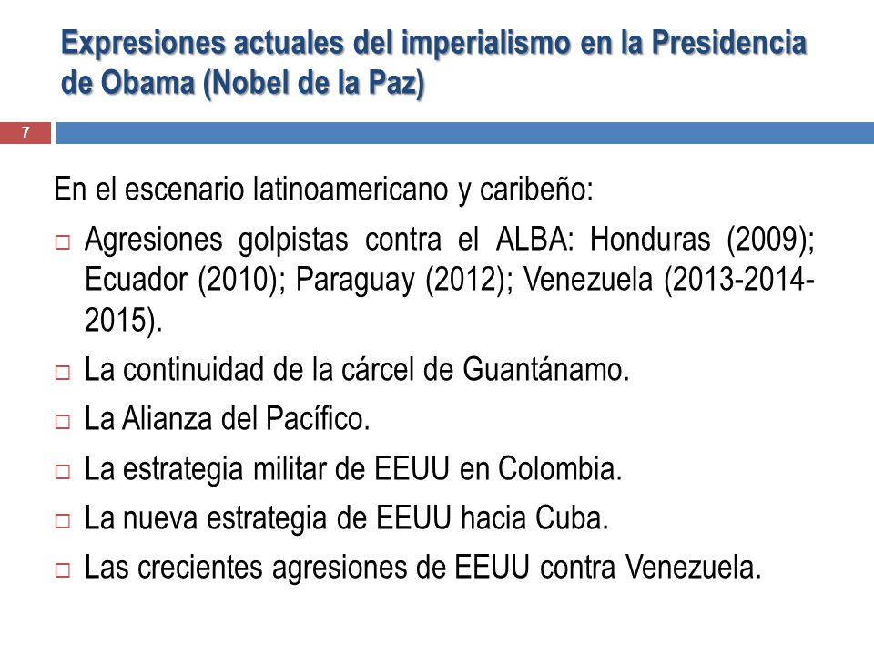 Expresiones actuales del imperialismo en la Presidencia de Obama (Nobel de la Paz)