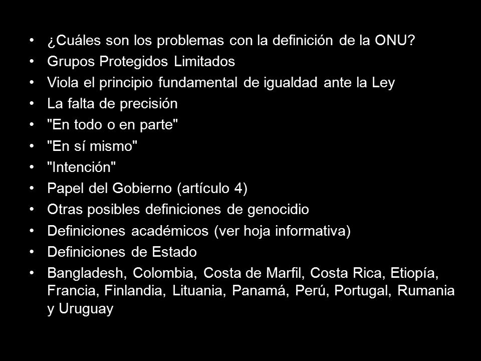 ¿Cuáles son los problemas con la definición de la ONU