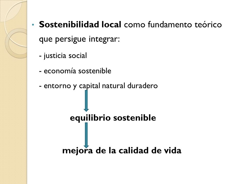 Sostenibilidad local como fundamento teórico que persigue integrar: