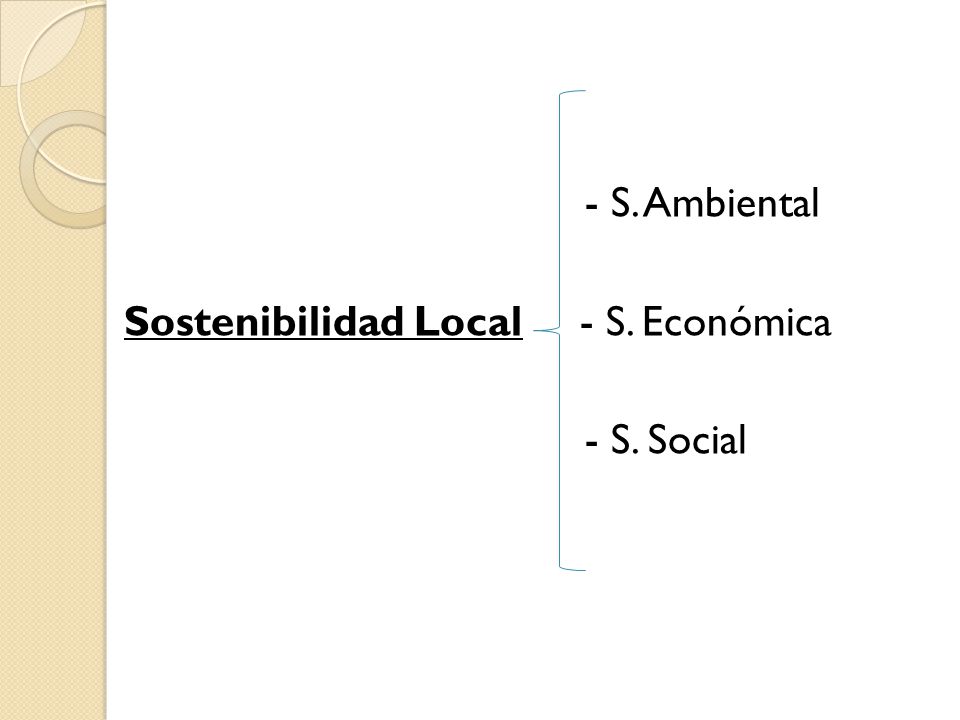 - S. Ambiental Sostenibilidad Local - S. Económica - S. Social