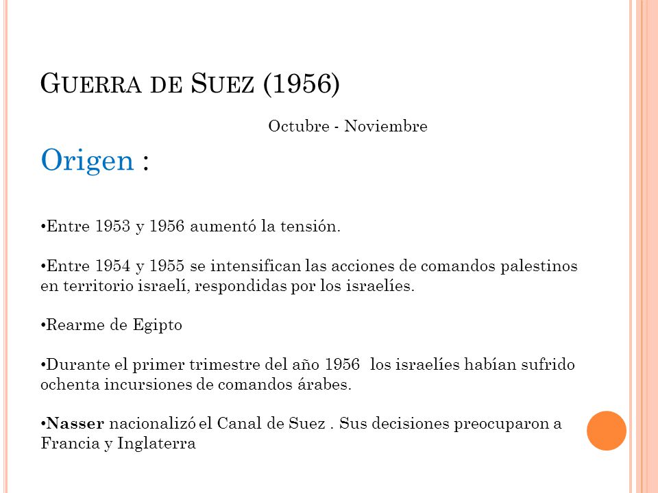 Origen : Guerra de Suez (1956) Octubre - Noviembre