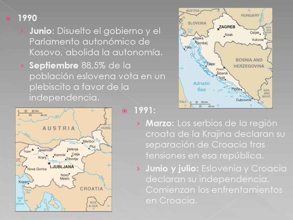 1990 Junio: Disuelto el gobierno y el Parlamento autonómico de Kosovo, abolida la autonomía.
