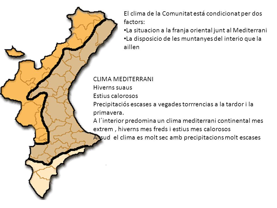 El clima de la Comunitat está condicionat per dos factors: