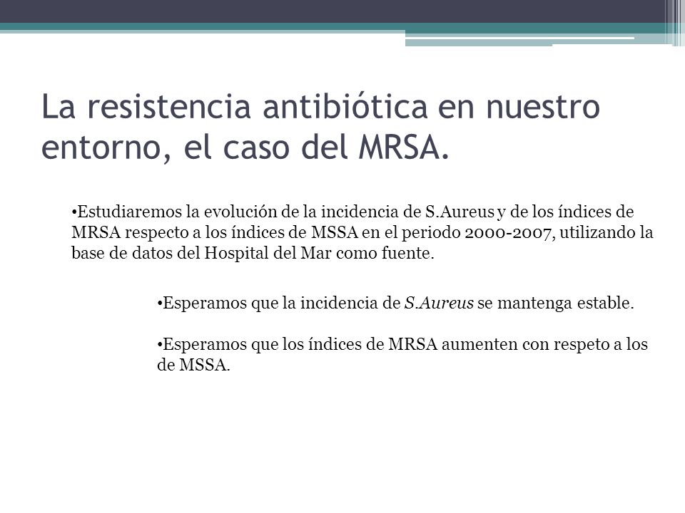 La resistencia antibiótica en nuestro entorno, el caso del MRSA.