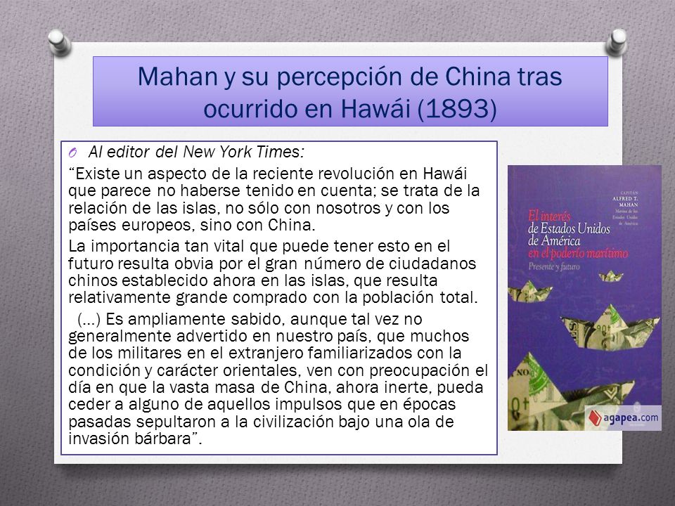 Mahan y su percepción de China tras ocurrido en Hawái (1893)