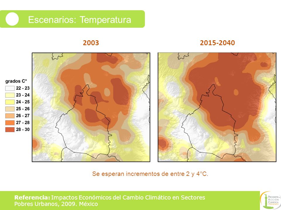 Se esperan incrementos de entre 2 y 4°C.