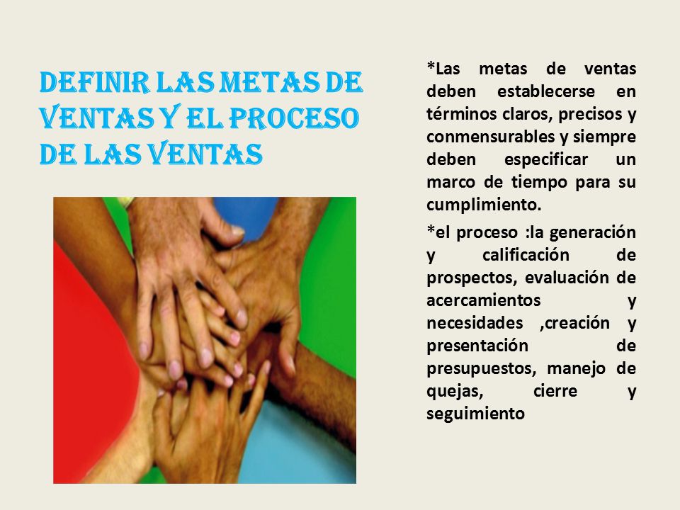 DEFINIR LAS METAS DE VENTAS Y EL PROCESO DE LAS VENTAS
