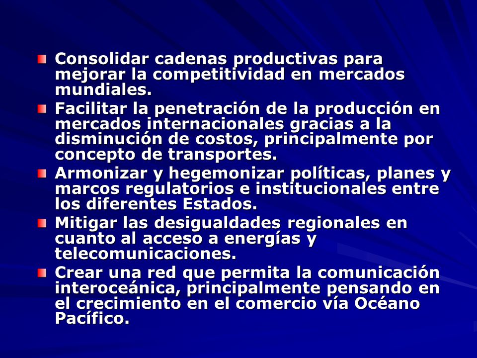 Consolidar cadenas productivas para mejorar la competitividad en mercados mundiales.