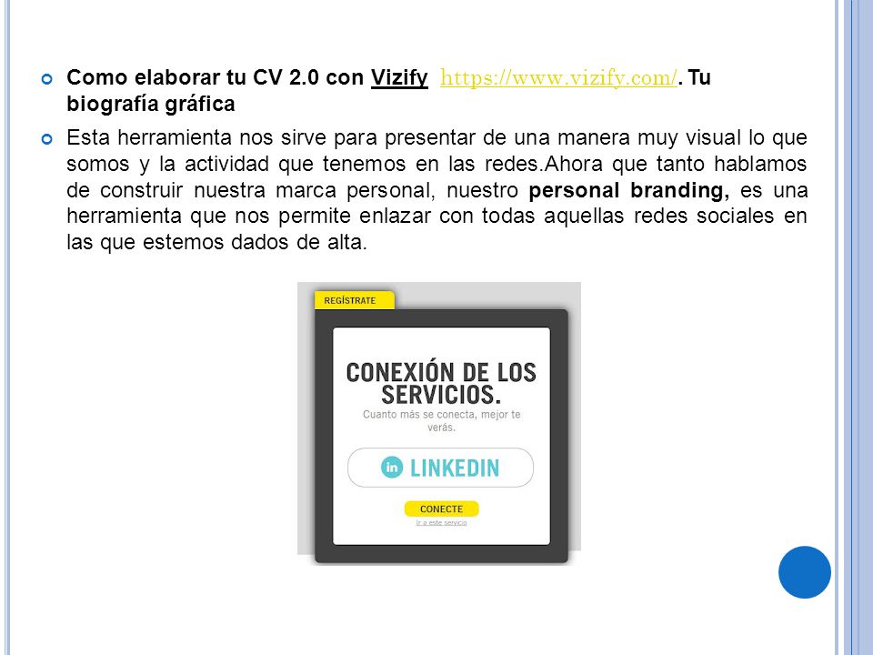 Como elaborar tu CV 2. 0 con Vizify   vizify. com/