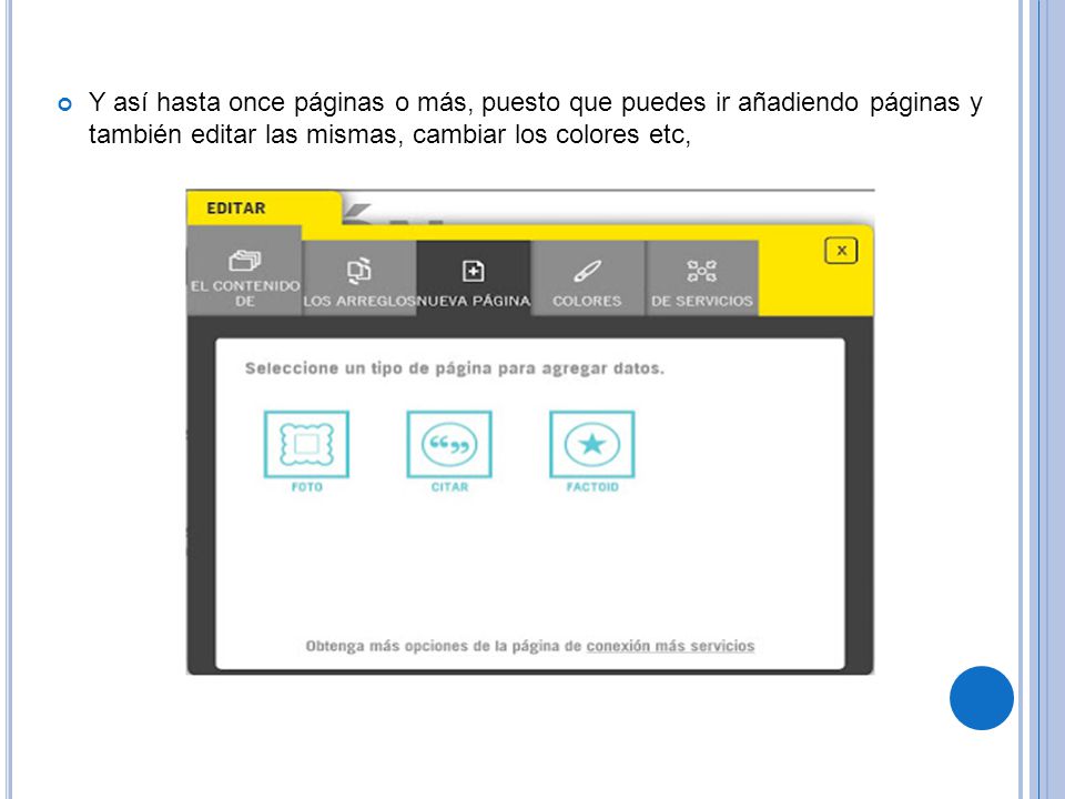 Y así hasta once páginas o más, puesto que puedes ir añadiendo páginas y también editar las mismas, cambiar los colores etc,