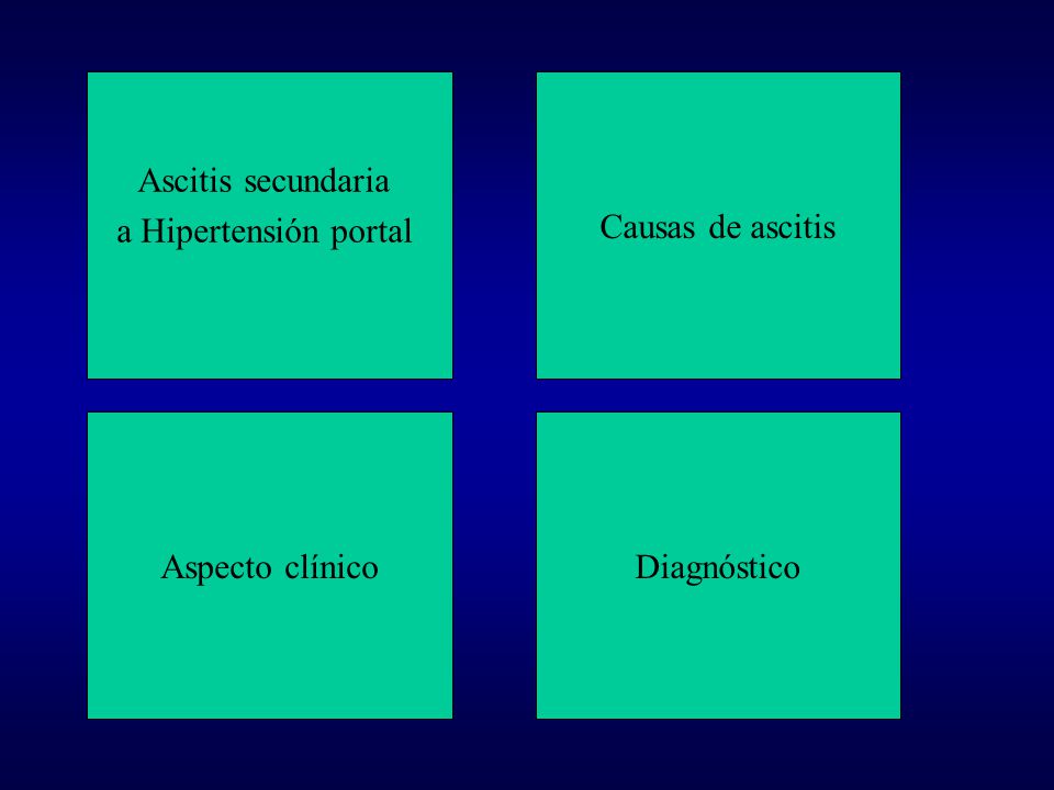Ascitis secundaria a Hipertensión portal Causas de ascitis Aspecto clínico Diagnóstico