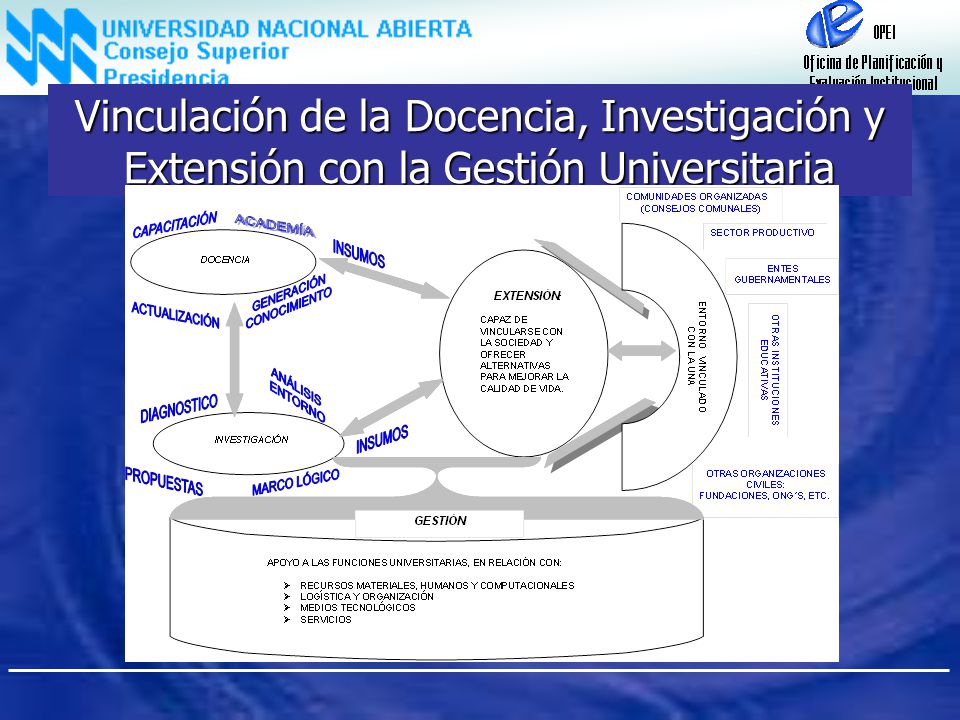 Vinculación de la Docencia, Investigación y Extensión con la Gestión Universitaria