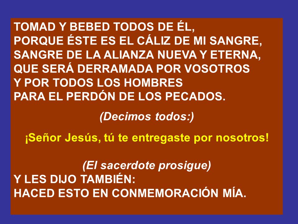 ¡Señor Jesús, tú te entregaste por nosotros! (El sacerdote prosigue)