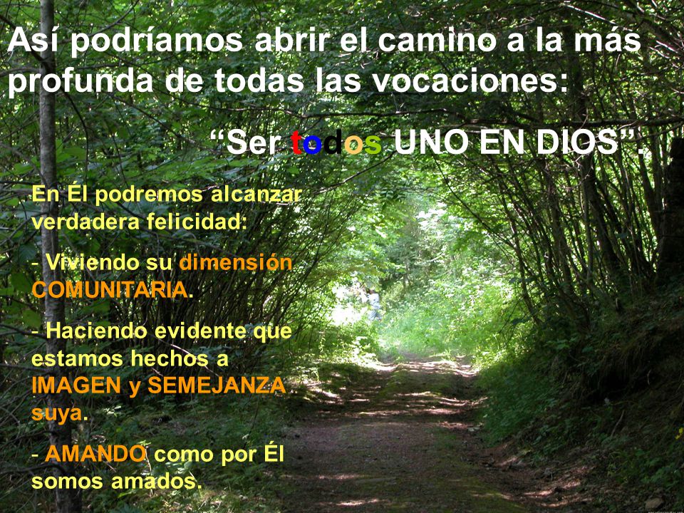 Así podríamos abrir el camino a la más profunda de todas las vocaciones:
