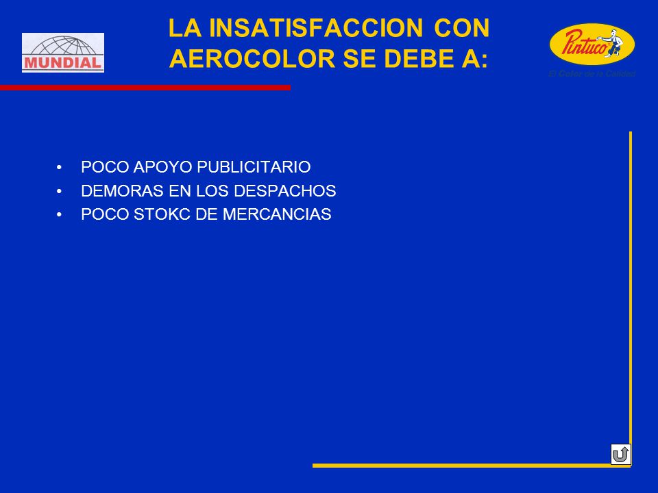 LA INSATISFACCION CON AEROCOLOR SE DEBE A: