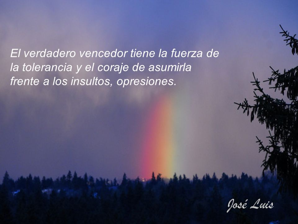 El verdadero vencedor tiene la fuerza de la tolerancia y el coraje de asumirla frente a los insultos, opresiones.