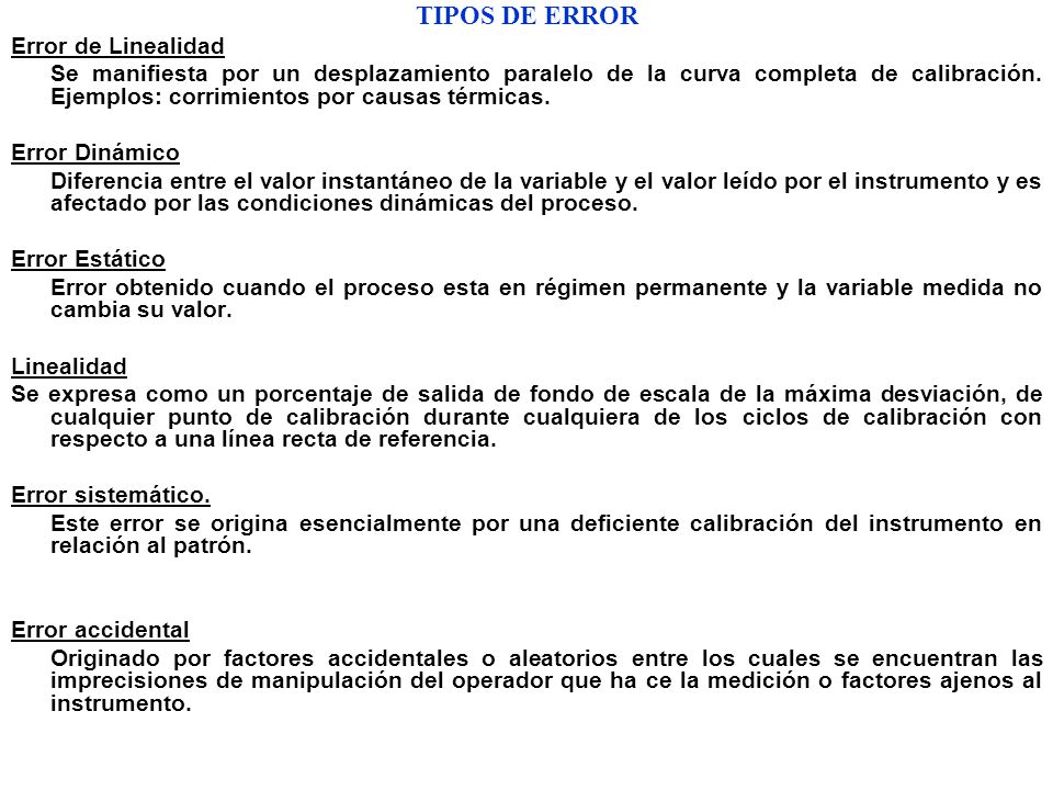 TIPOS DE ERROR Error de Linealidad