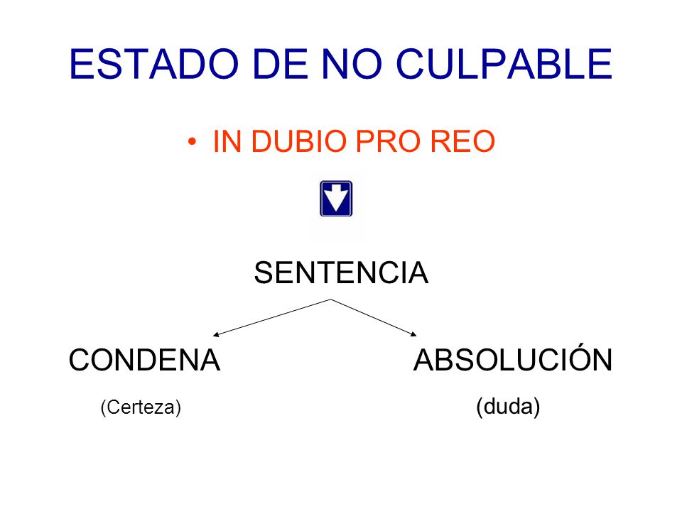 ESTADO DE NO CULPABLE IN DUBIO PRO REO SENTENCIA CONDENA ABSOLUCIÓN