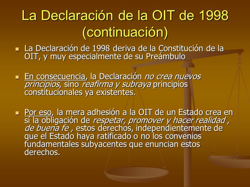 La Declaración de la OIT de 1998 (continuación)