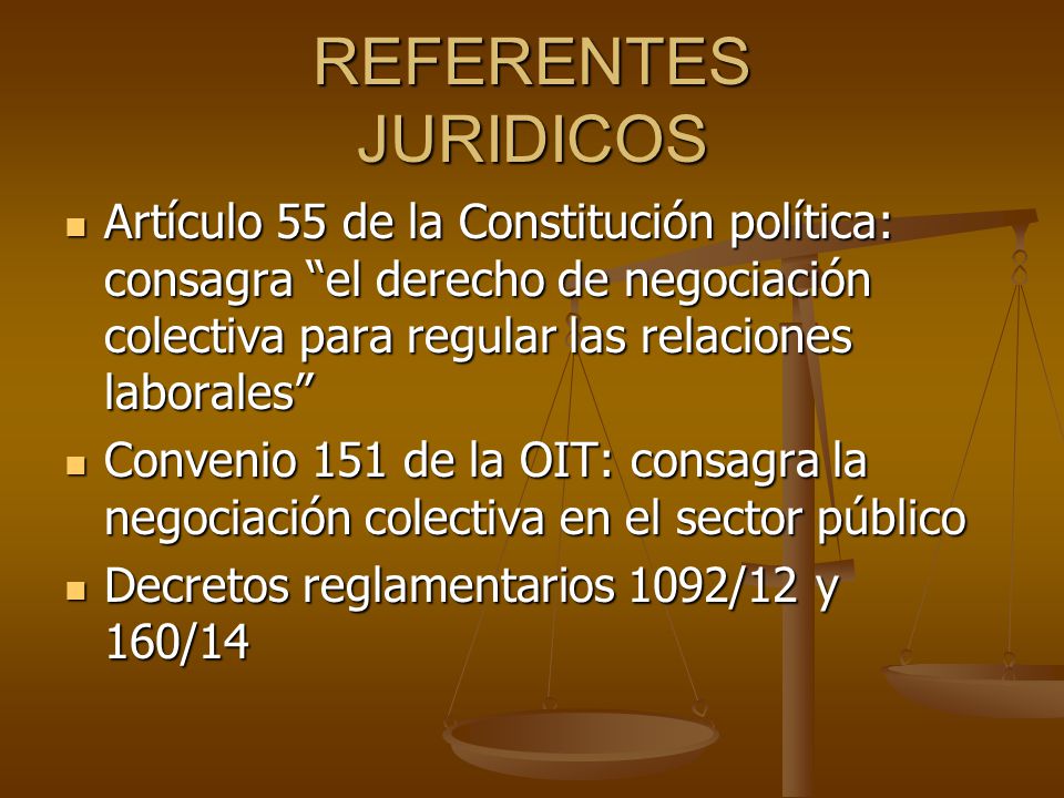 REFERENTES JURIDICOS Artículo 55 de la Constitución política: consagra el derecho de negociación colectiva para regular las relaciones laborales