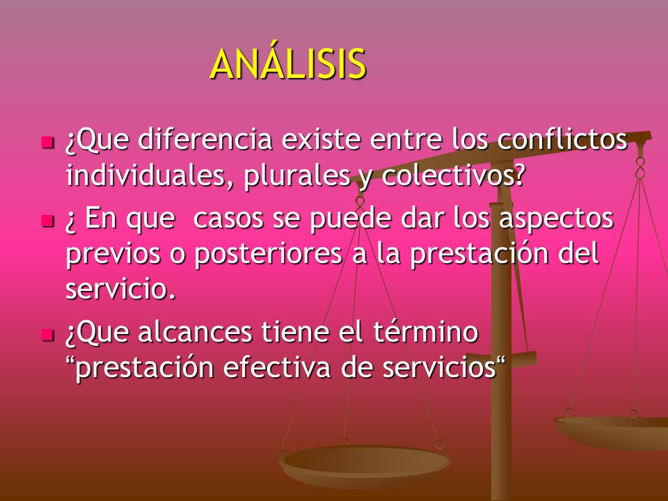 ANÁLISIS ¿Que diferencia existe entre los conflictos individuales, plurales y colectivos