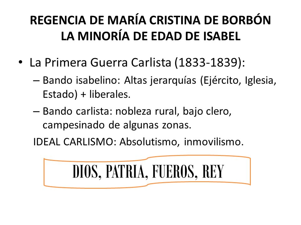 REGENCIA DE MARÍA CRISTINA DE BORBÓN LA MINORÍA DE EDAD DE ISABEL