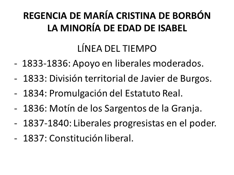 REGENCIA DE MARÍA CRISTINA DE BORBÓN LA MINORÍA DE EDAD DE ISABEL