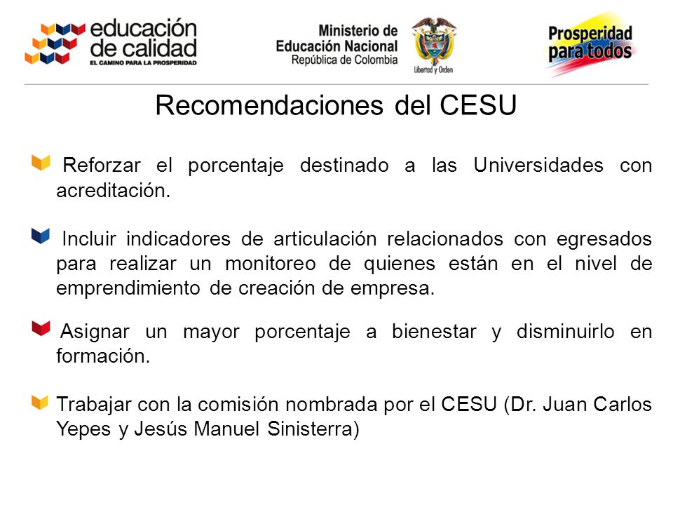 Recomendaciones del CESU
