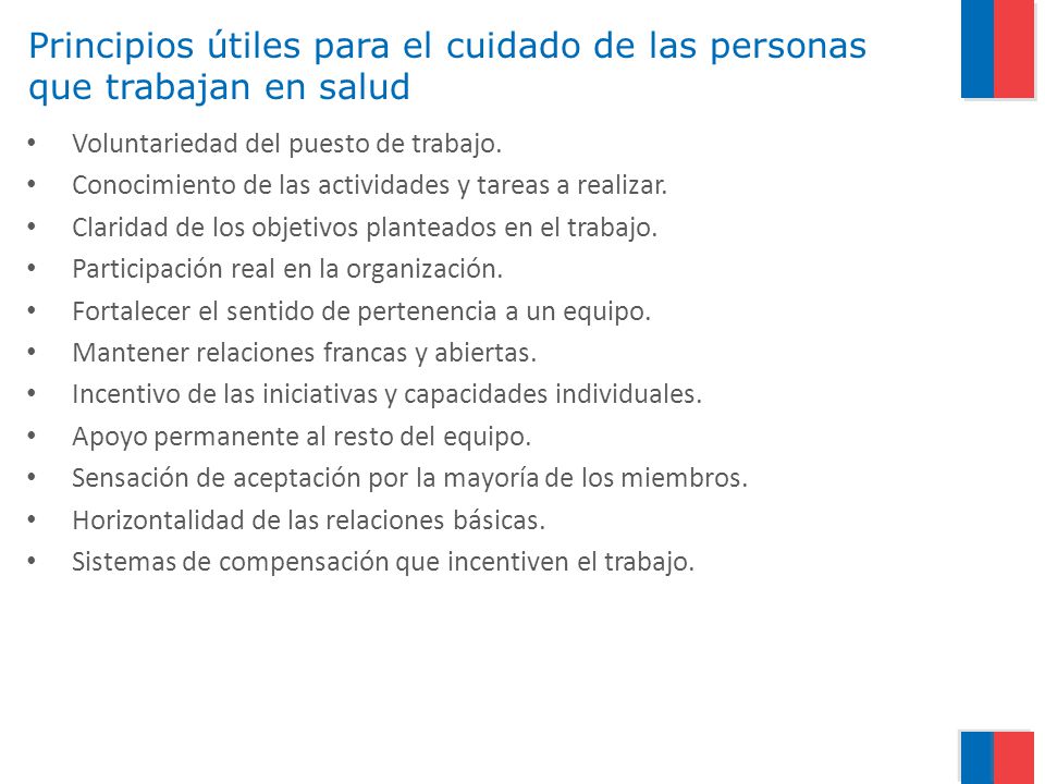 Principios útiles para el cuidado de las personas que trabajan en salud