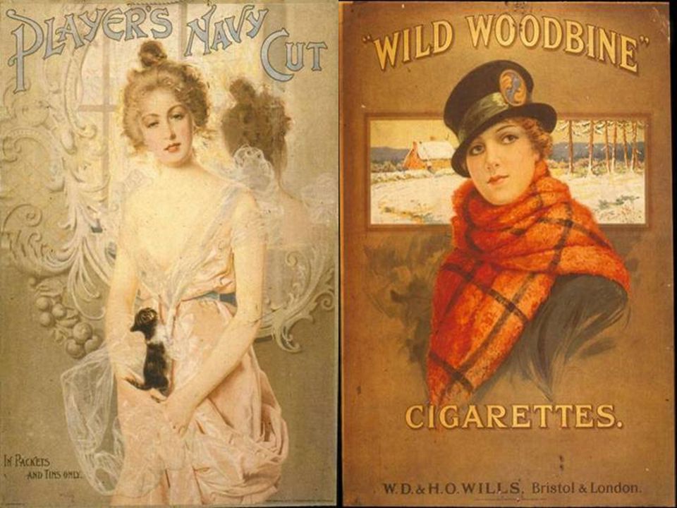 The development of cheap mass produced cigarettes at the end of the nineteenth century greatly affected tobacco consumption. However although cigarette smoking become increasingly popular among men, smoking was seen by many as a dirty habit that ‘corrupted’ both men and women. The tobacco companies responded by employing new modern marketing methods to help spread their message. Although women often featured in promotional materials their role was to entice male rather than female customers. There is little evidence that tobacco companies directly targeted women to any significant extent at this time or attempted to challenge the dominant social stigma attached to female smoking- which was associated with loose morals and dubious sexual behaviour.