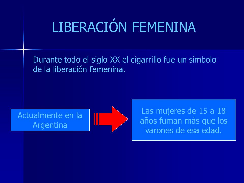 LIBERACIÓN FEMENINA Durante todo el siglo XX el cigarrillo fue un símbolo de la liberación femenina.