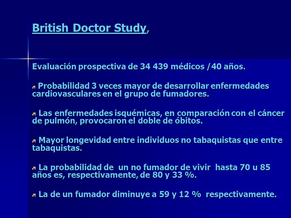 British Doctor Study, Evaluación prospectiva de médicos /40 años.